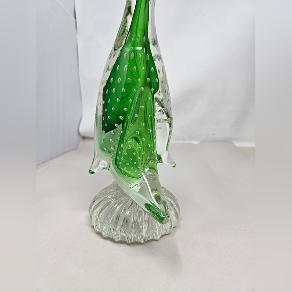 Murano Glass Duck Clear With Green & White Controlled Bubbled Get Quacked Ducky - Picture 7 of 14